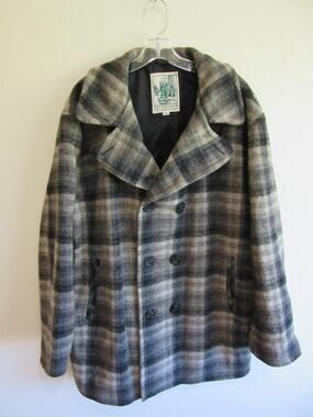 GOLDEN BEAR San Francisco Gray Plaid XL Double Breasted Wool Jacket USA